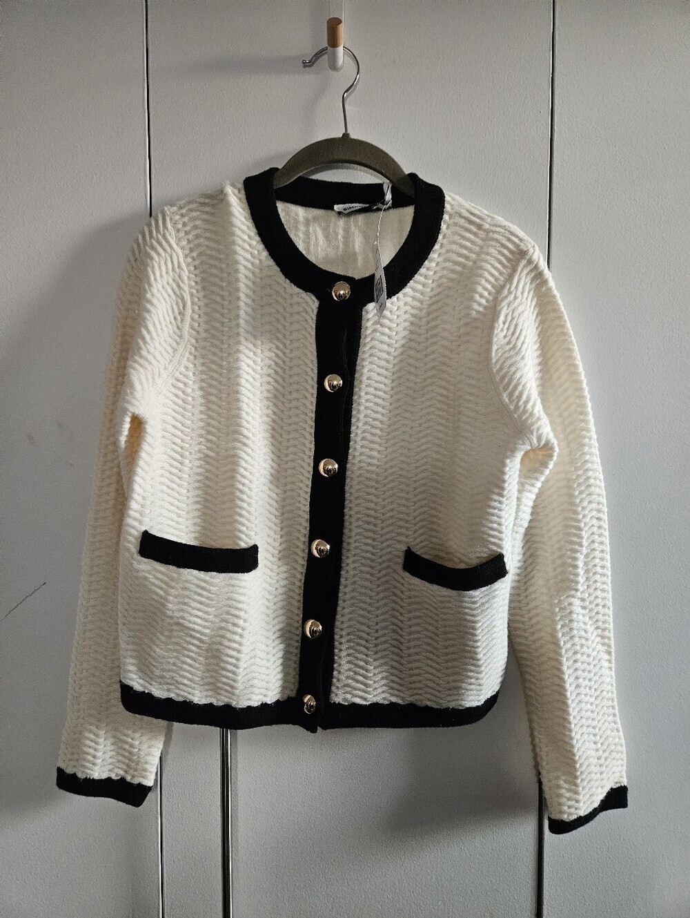 Simkhai Wool-Cashmere Cardigan | Ivory Multi | Size M | NWT | $495 Retail | Gold
